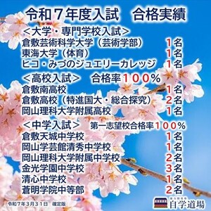 2025年度入試　合格実績｜能力開発塾　自学道場